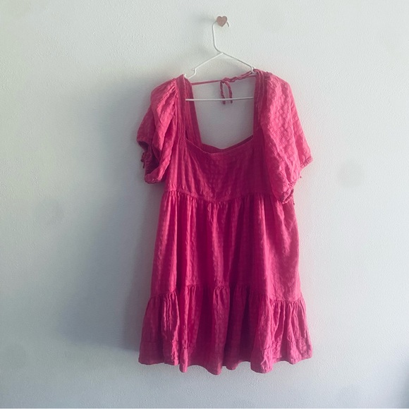 Pilcro by Anthropologie Pink Square-Neck Textured Babydoll Dress - Picture 5 of 15